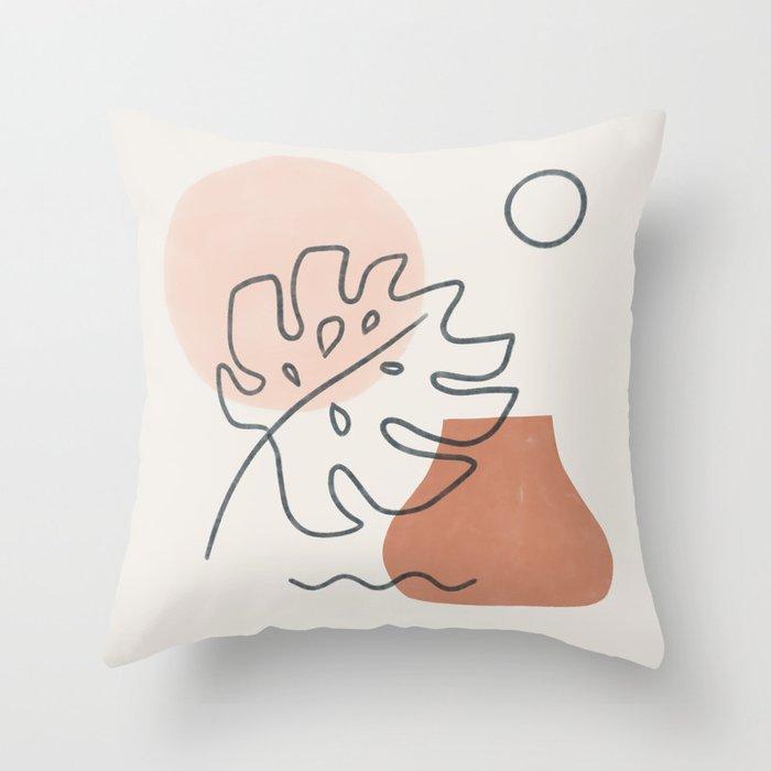 Cushion Pillow Abstract Oil Painting Girl Mountain Peak Sun Moon Cactus Pillowcase Geometric Sofa Pillowcase Cute Throw Pillow