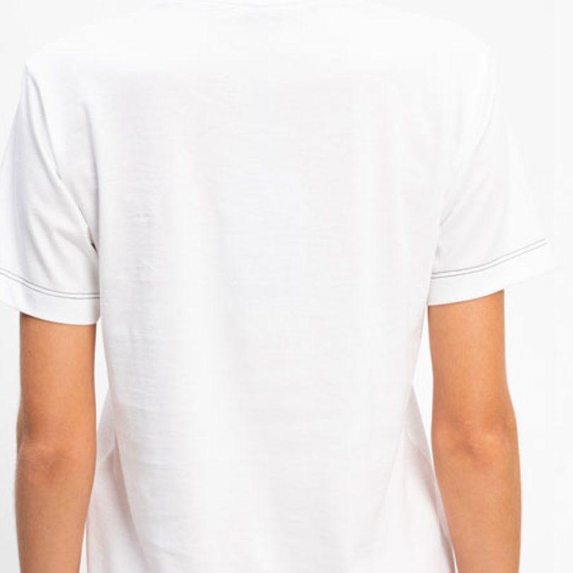 Fendi T Shirts Women's White Crew Neck Moderate Straight Fit FS7254AC6BF0ZNM