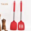 2Pcs Silicone Spatula Slotted Food Grade Heat Resistant Dishwasher Safe Frying Fish Eggs Non-stick Pot Cooking Turner Cookware Utensils Kitchen