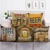 Creative Beer - Vintage Drink Digital Printing Short Plush Pillow Covers For Car Sofa Office Cushion Cover Home Goods 60X60Cm