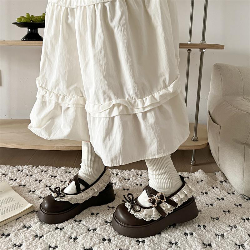 Fashion Thick Bottom Women JK Lolita Shoes Ladies Outdoor Leather Pumps Spring Autumn Butterfly-knot Women's Mary Jane Shoes