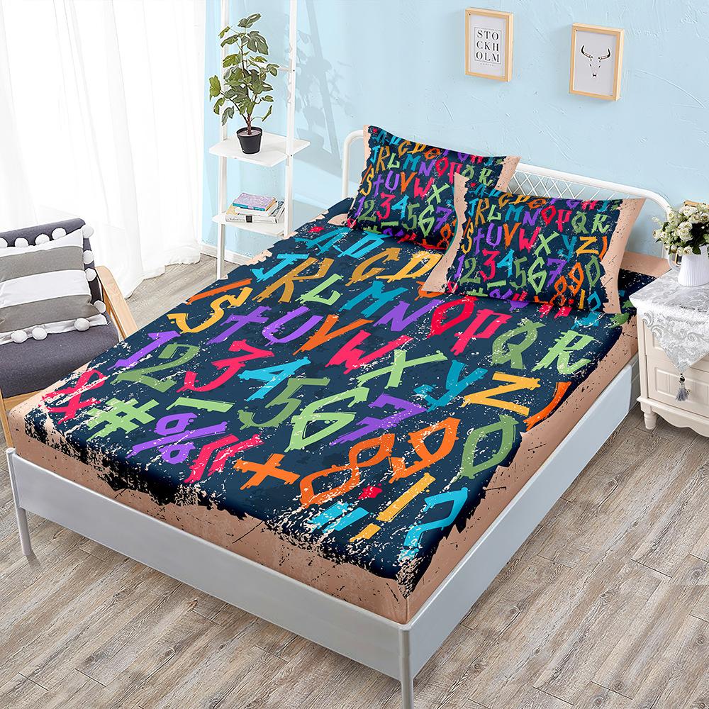 

Three-Piece Mattress, Bedspread, Colored Letter Mattress, Protective Cover. Sheet 100*190*40cm*1 Pillowcase 51*75cm*1
