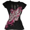 Europäisch-Amerikanischer Retro Gothic Stil Schlank geschnitten Taillenbetonendes Kurzarm-T-Shirt