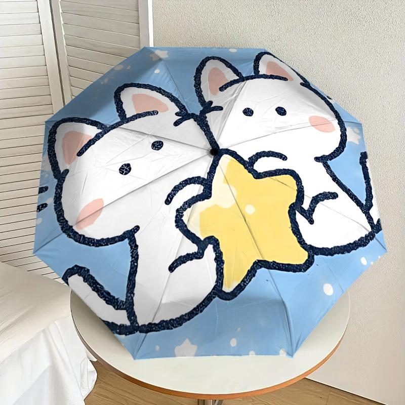 Entzückender Katze Sternenhimmel Regenschirm: Automatisches Öffnen & Schließen, Outdoor-Reiseaccessoire, Perfektes Geschenk 122