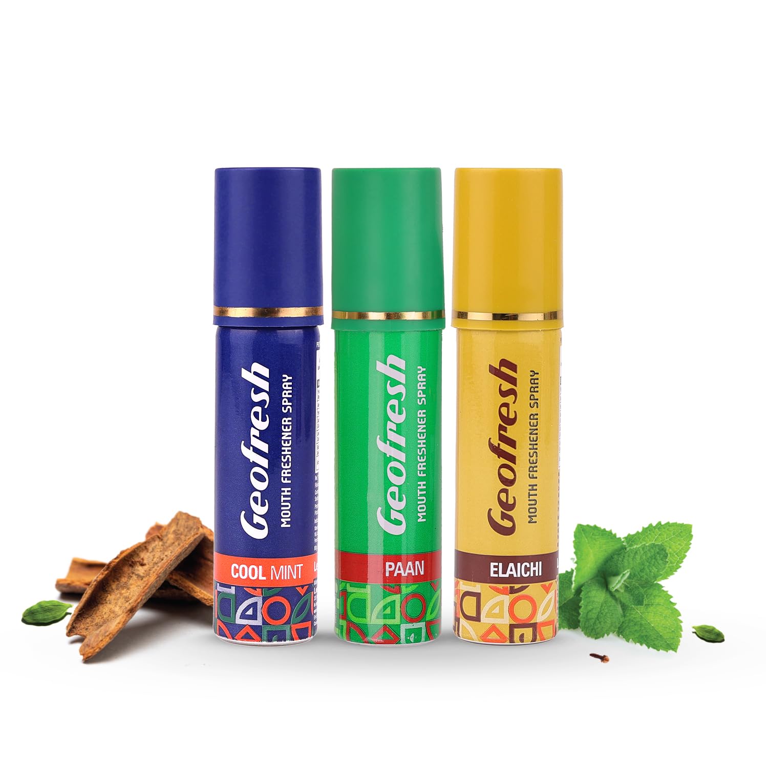 Geofresh Mouth Freshener spray | Paan Flavour + Elaichi Flavour + Mint Flavour | Mouth Freshener Spray For men | Mouth Spray Freshener - Pack of 3