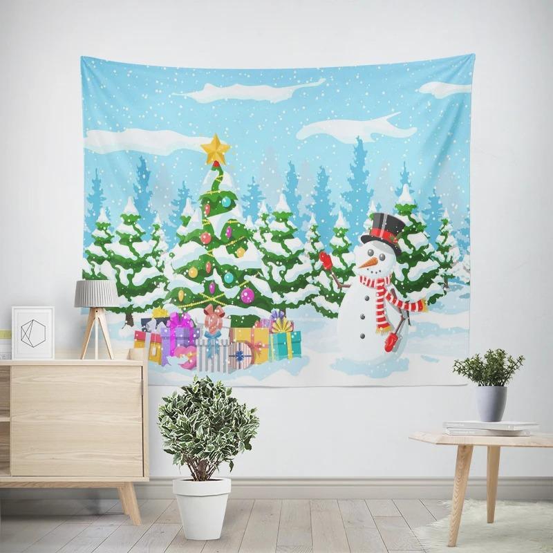 Neujahr Weihnachtsthema Schneemannmuster Wohnzimmer Schlafzimmer Dekotapisserie