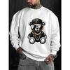 Popular Selected Sweatshirt with Heat Transfer Printing, Featuring a Glasses Bear, Suitable for Autumn And Winter. This Men'S Fashion Street Casual