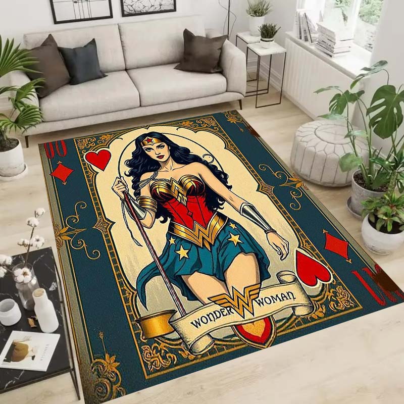 Wonder Woman pattern rug, suitable for living room, bedroom, bedside, balcony and other places, Nordic style decorative rug,