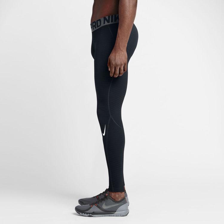 Nike Pantaloni Sportivi da Uomo Pro Warm Stampa Lettere Color Block Slim Fit Fondi Nero 725039-010