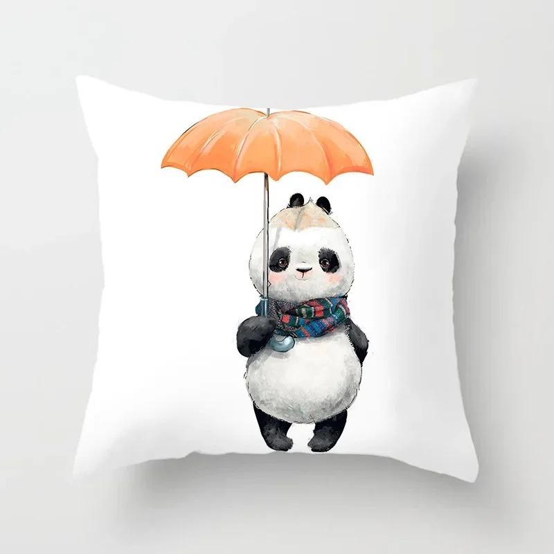 Cute Cartoon Panda Print Pattern Cushion Cover Pillow Cover Living Room Sofa Decoration Home