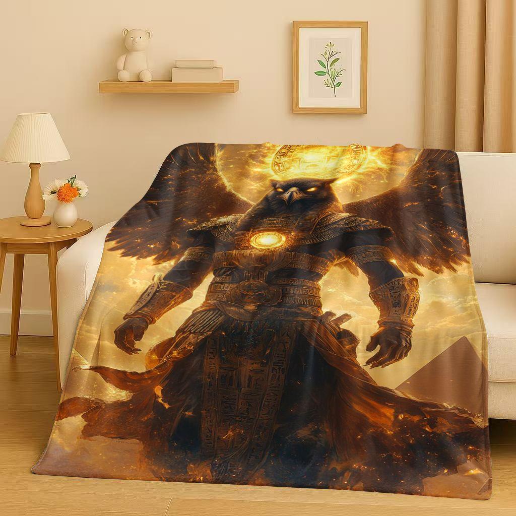 Toter Gott Anubis Pharao Altes Ägypten Mythologie Cartoon Flanelldecke, Ultraweiche Plüschdecke für Zuhause Schlafzimmer Bett Sofa Abdeckung