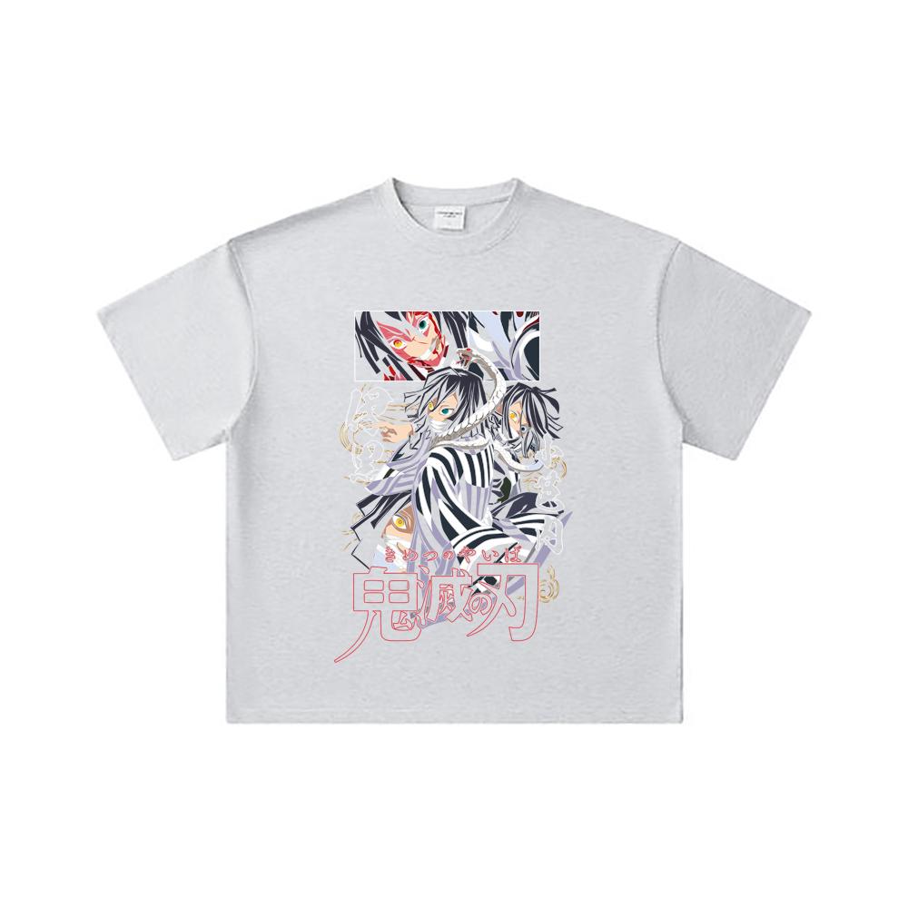 260 GSM Double Yarn 32 Count 100% Cotton Demon Slayer V95 Iguro Print Unisex Heavy Cotton T Shirt