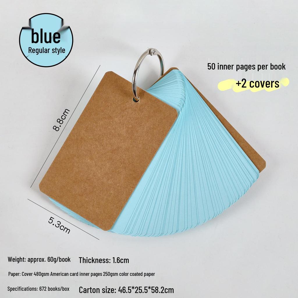 Portable English Word Cards: Hard Cardstock Pocket Ring-Bound Notebook.