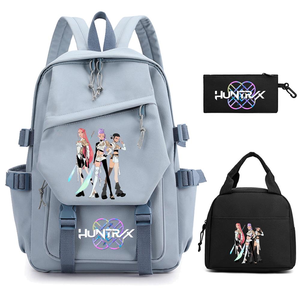 3 Stück/Set Cartoon Kpop Dämonenjäger Bedruckter Rucksack für Teenager Kinder Schüler Große Kapazität Schultasche Mädchen Geschenk Frauen wasserdichte Reisetasche