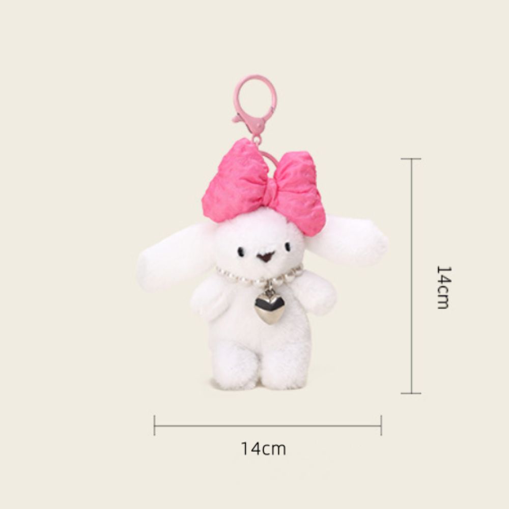 Chubby Fluffy Bunny Keychain Bowknot Rabbit Plush Dolls Plush Rabbit Pendant  Couple Pendant