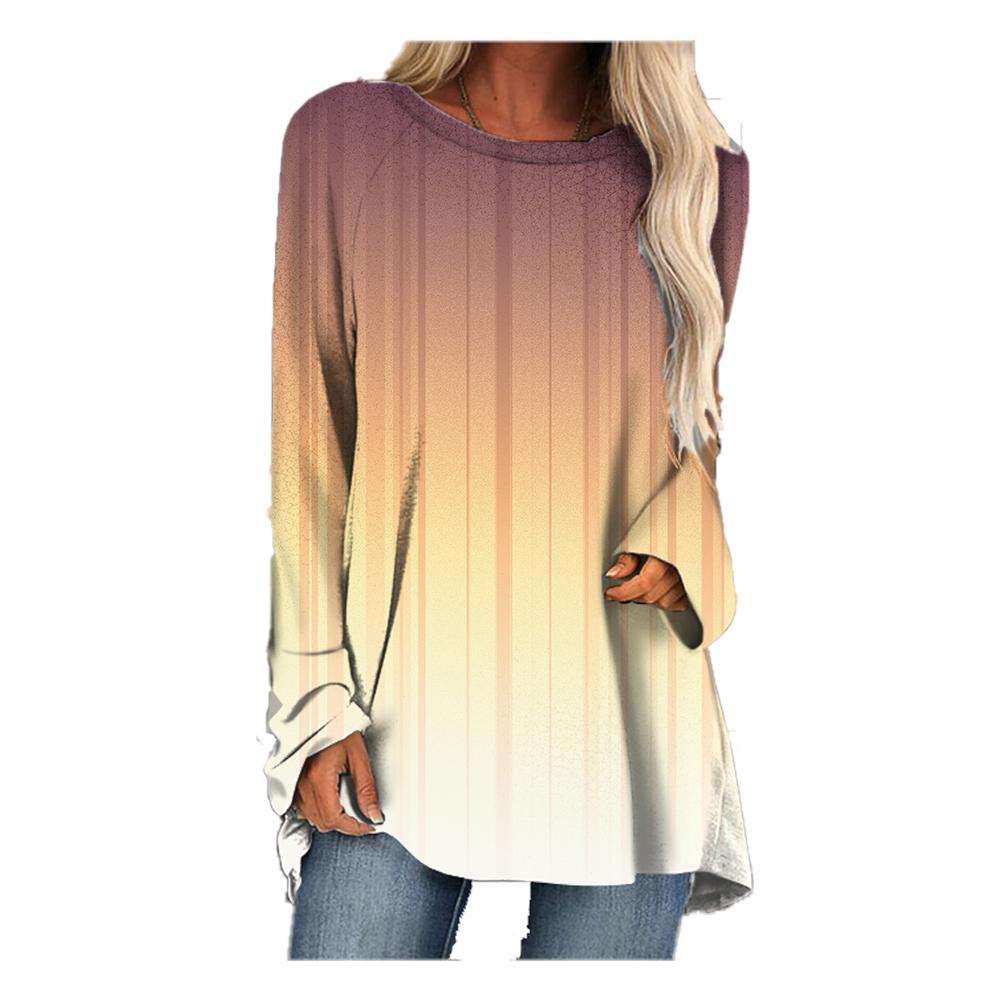 Women T-shirt Fashion Printed T-shirt Harajuku Style Long Sleeve Top Plus Size Round Neck Street Apparel Casual T-shirt