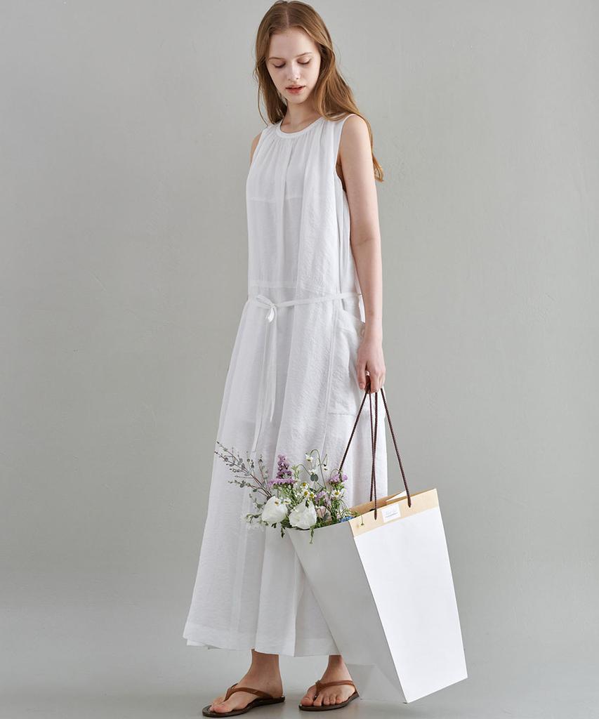 MALOUPE 7106 Sleeveless Long Dress (White)