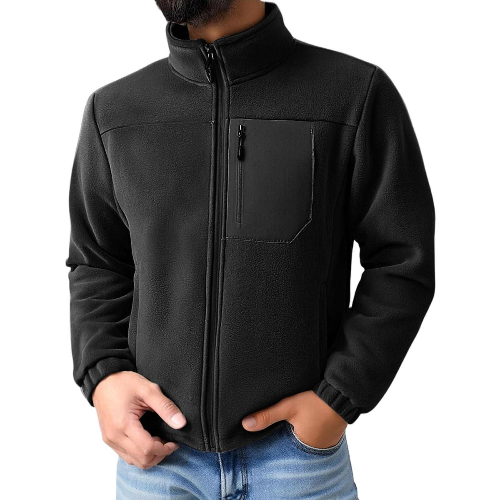 

Men s Standing Collar Thickened Adding Fleece Loose Big Size Zipper Knitted Sweater XL