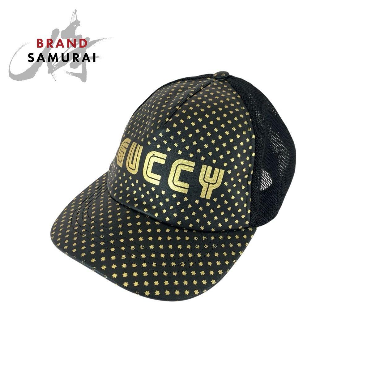 Used Good Condition GUCCI Gucci SEGA Collaboration Black Gold Leather/Nylon 426887 Cap Unisex Men s 601133 [Used]