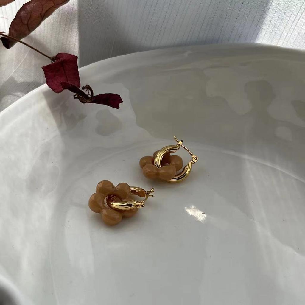 Fashion Temperament Flower Stud Earrings Female Design Cold Wind Light Luxury High Sense Unique Earrings Earrings