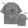 Mens Vintage Oversized Washed TShirt Cotton He Is Risen Easter Faith Tee