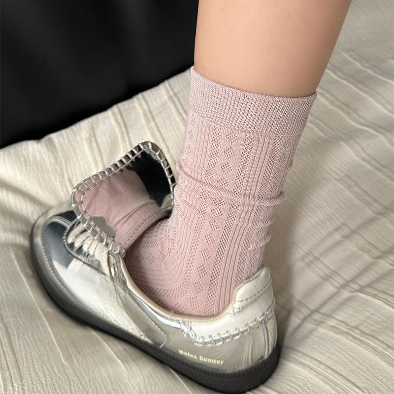 Ballet-style Mesh Stockings for Children, Summer Lightweight Mid-calf Socks, Cotton Socks, Boneless Stockings, Summer Pile-up Socks