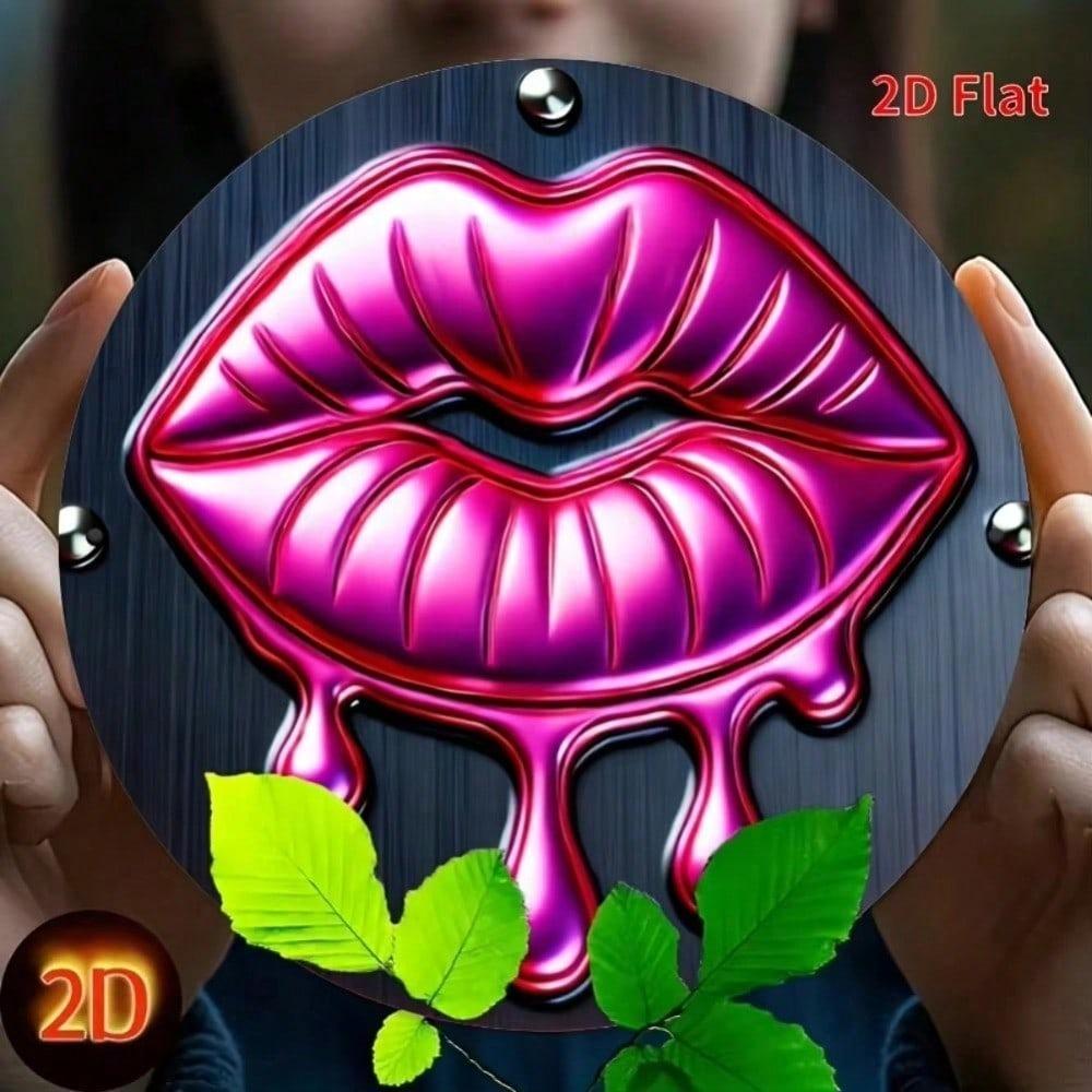 Neon Drip Lips Metal Tin Sign Set Pre Drilled Wall Art Holiday Decor
