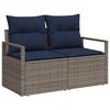 Sofa Set 8 Pieces Gray and Navy Blue Poly Rattan and Steel