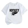 Kids Boys Girls 100% Cotton Crew Neck Short Sleeve T-Shirt, Cool Ice Breaking Hockey Puck Print Casual Soft Daily Tees for Sports Game Playing Summer