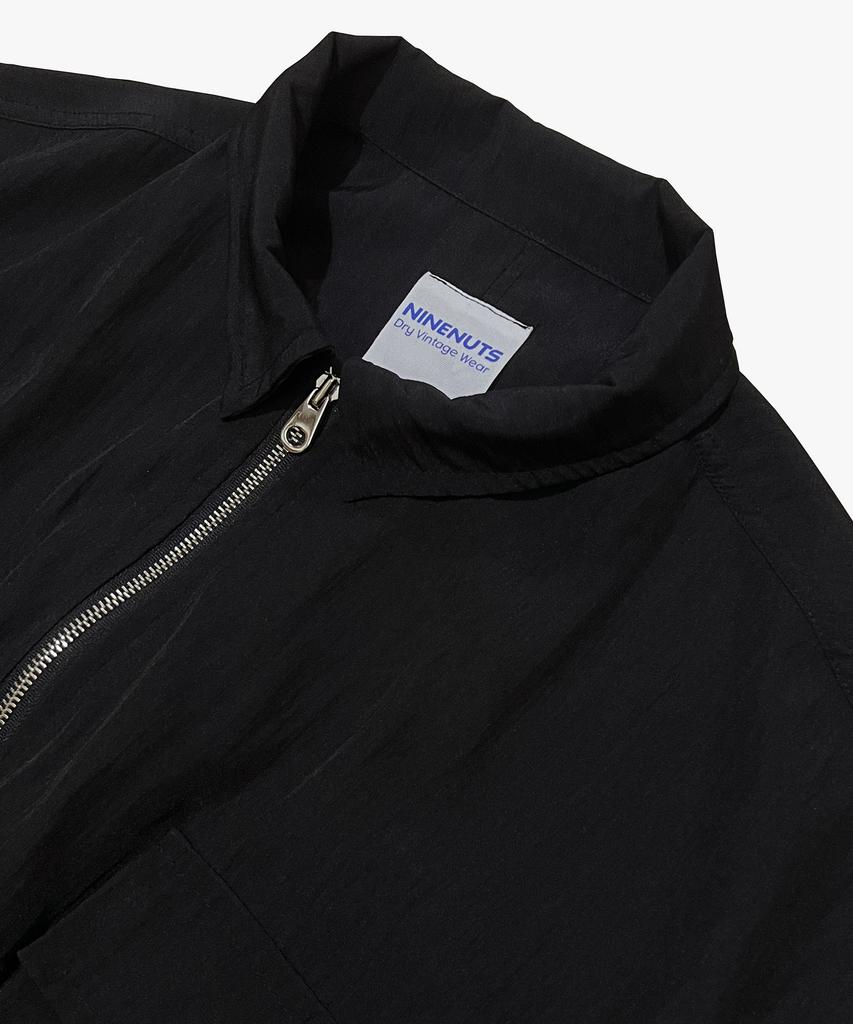 Ninenuts Street Shape Short Sleeve Zip-Up_Black