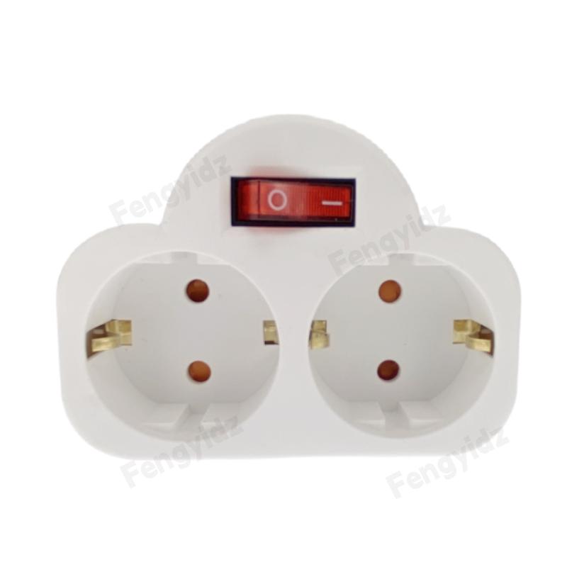 EU Extend Socket With ON/OFF Switch 2Pin Germany Standard Grounding Expansion Socket 1 To 1/2/3 Way Port Extension Converter 1