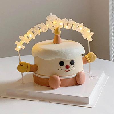 Ins Style Happy Birthday Cake Topper LED Nachtlicht Kuchendekoration Valentinstag Hochzeit Geburtstag Party Kuchen Flagge Dekorationen