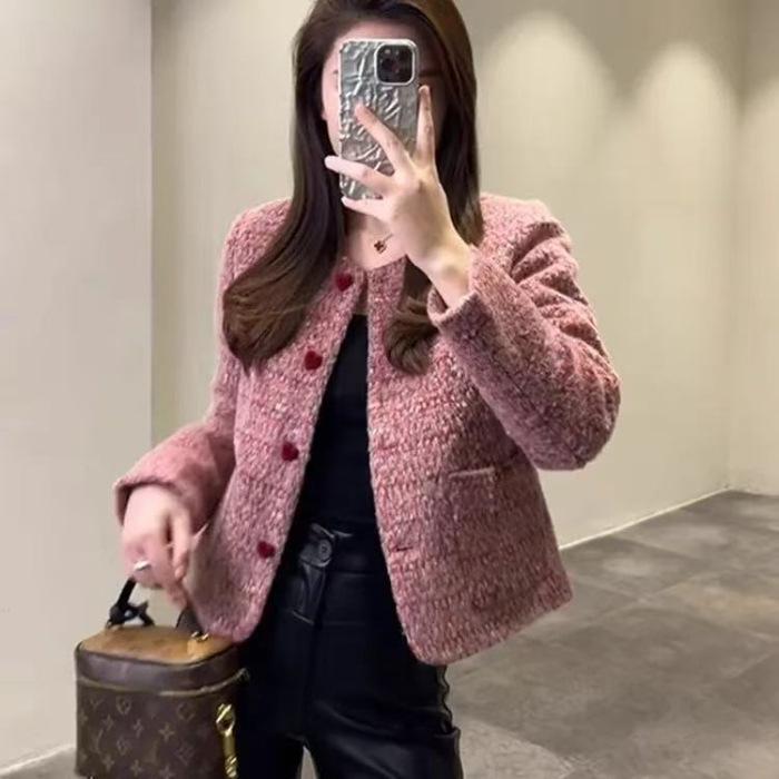 2025 Chic Luxury Pink Short Jacket: Winter-Autumn Korean Style for Women