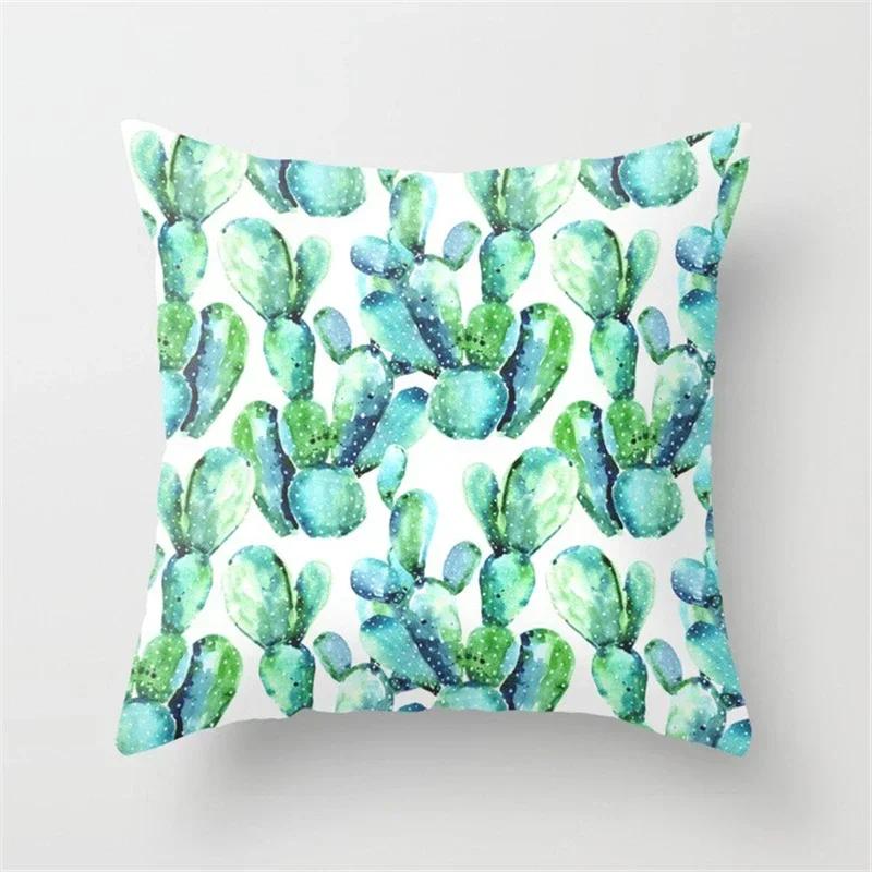 NEW Modern Green Plants Cushion Cover Geometric Nordic Throw Pillows For Home Decoration Cactus Tropical Decorative Pillowcase