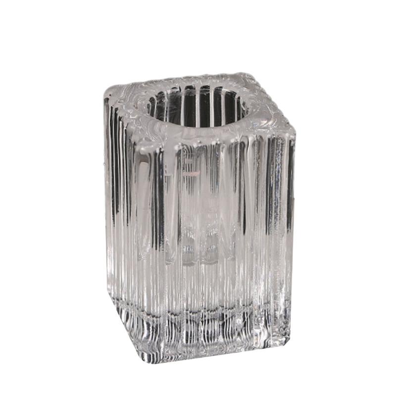 Candle Holder Glass Candlestick Nordic Stripe Transparent Home Western Restaurant Desktop Decorations