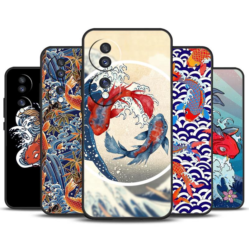 Tattoo Japanese Koi Dragon Wave For Honor X8a X9a X6a X7a X6 X7 X8 X9 X8b X9b Honor Magic 6 Pro 50 70 90 Magic 5 Lite Case