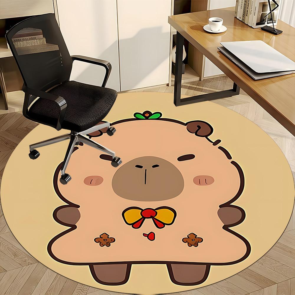 1pc Capybara Gingerbread Man Chair Carpet for Office, Soft Flannel Throw Mat, Perfect for Office, Holiday Party Decoration Choice Yy260209036