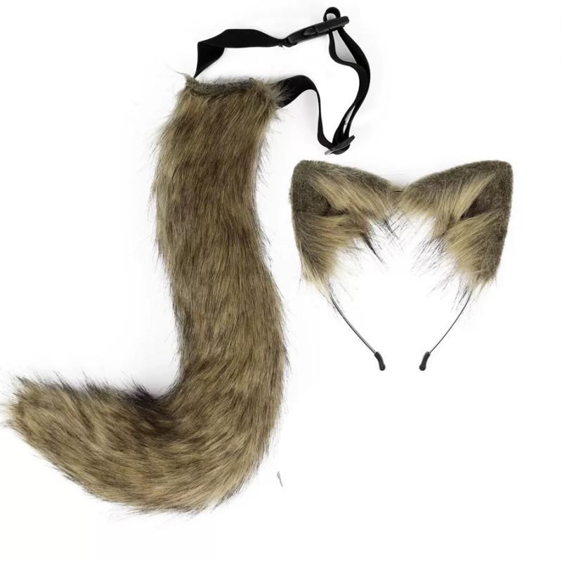 Furry Animal Ear Headband Tail Set Cosplay Costume Accessory Anime Convention Party Adult