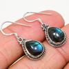 Natural Labradorite Gemstone 925 Solid Sterling Silver Gift Earring 1.25" I3s83