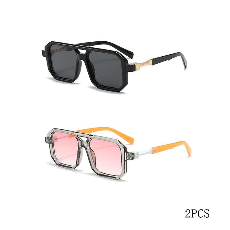 Retro Square Frame Sunglasses Men And Women With The Same European And American Double Beam Sunglasses Trend To Wear Decorative