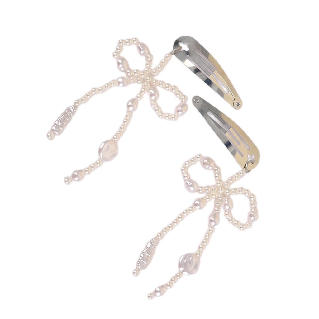 Imitation Pearls Bowknot Hairpin Stylish Butterfly Bow Barrettes Delicate Hair Accessories for Women Hairs Decoration