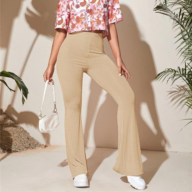 Summer Drop Sense Ausgestellte Hohe Taille Einfarbige Yogahose Damenmode Lässig Gestrickte Sporthose