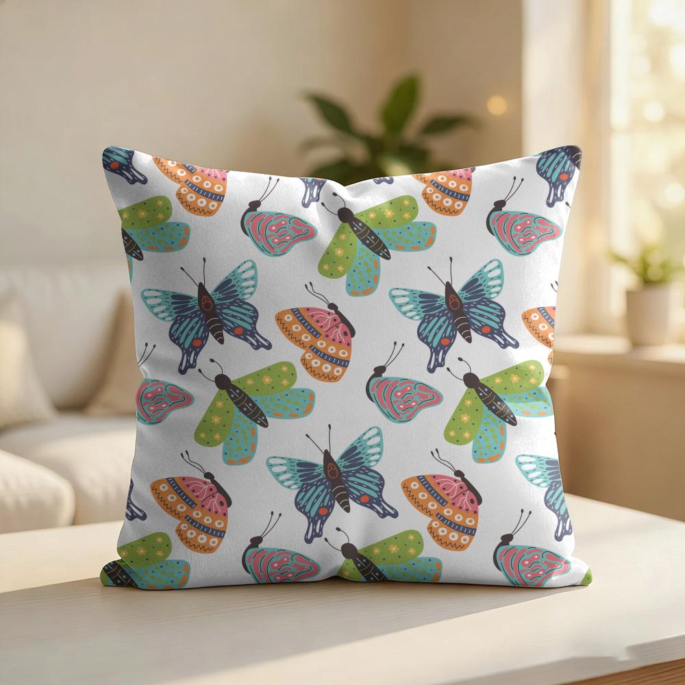 Second Spotted Butterfly Cushion Cover Silky Short Plush Invisible Zipper Dustproof Sofa Pillow Case For Home Decor