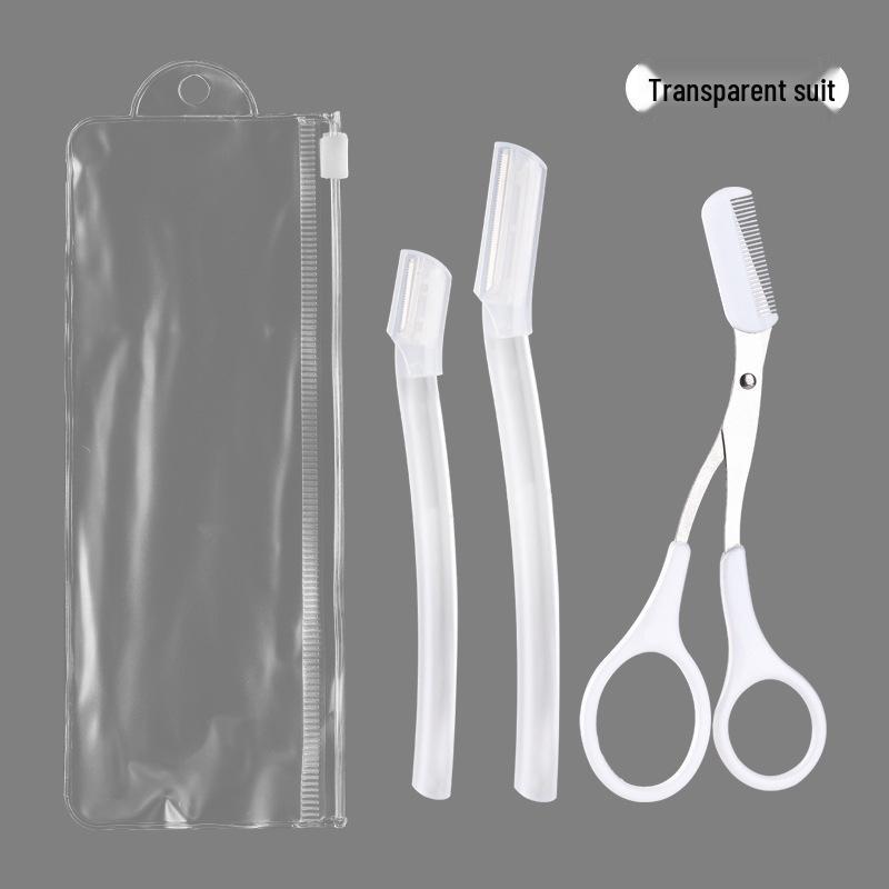 Portable Crescent Eyebrow Shaver Set - Anti-Scratch Beauty Scissors & Trimmer for Beginners