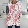 Plus Size Ladies V Neck Long Sleeve Blouse Soft Loose Tops For Daily Shopping And Indoor Relaxation