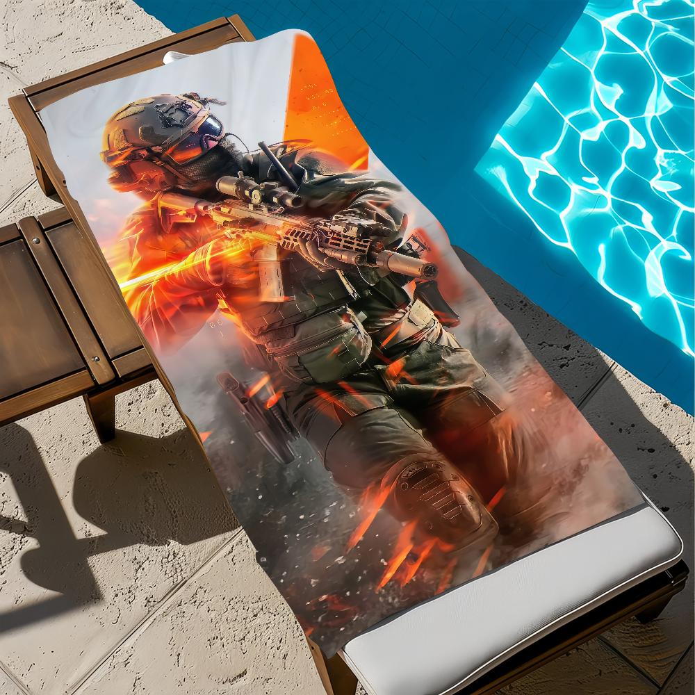 Game B-Battlefield 6 Towel Large Quick-Drying Microfiber soft Beach Towel for Travel Fitness Sauna Bathing Camping
