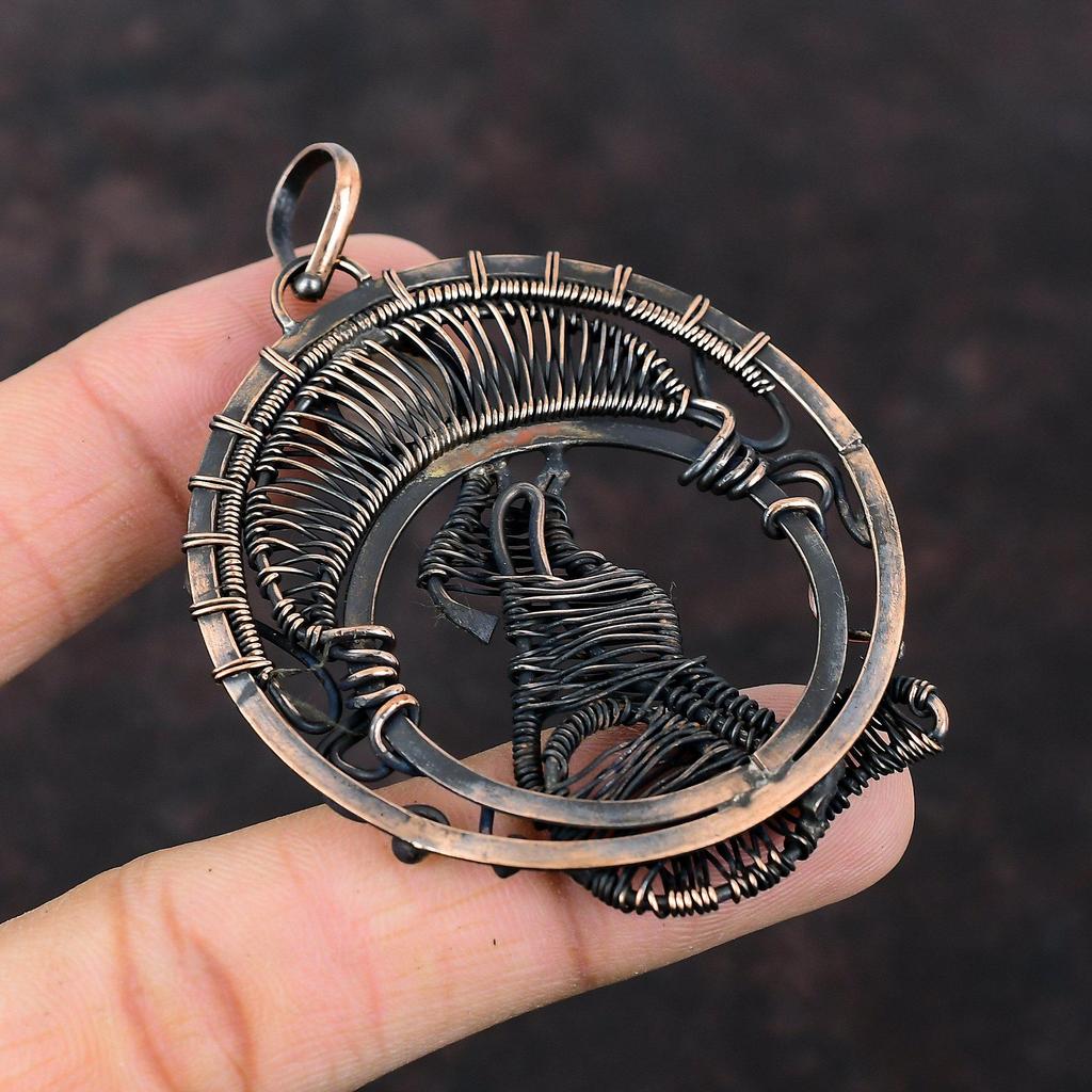 Rose Quartz Pendant Copper Wire Wrapped Jewelry Dainty Dog Pendant Rose Quartz Jewelry Copper Pendant Gift For Him Handmade Gemstone Pendant