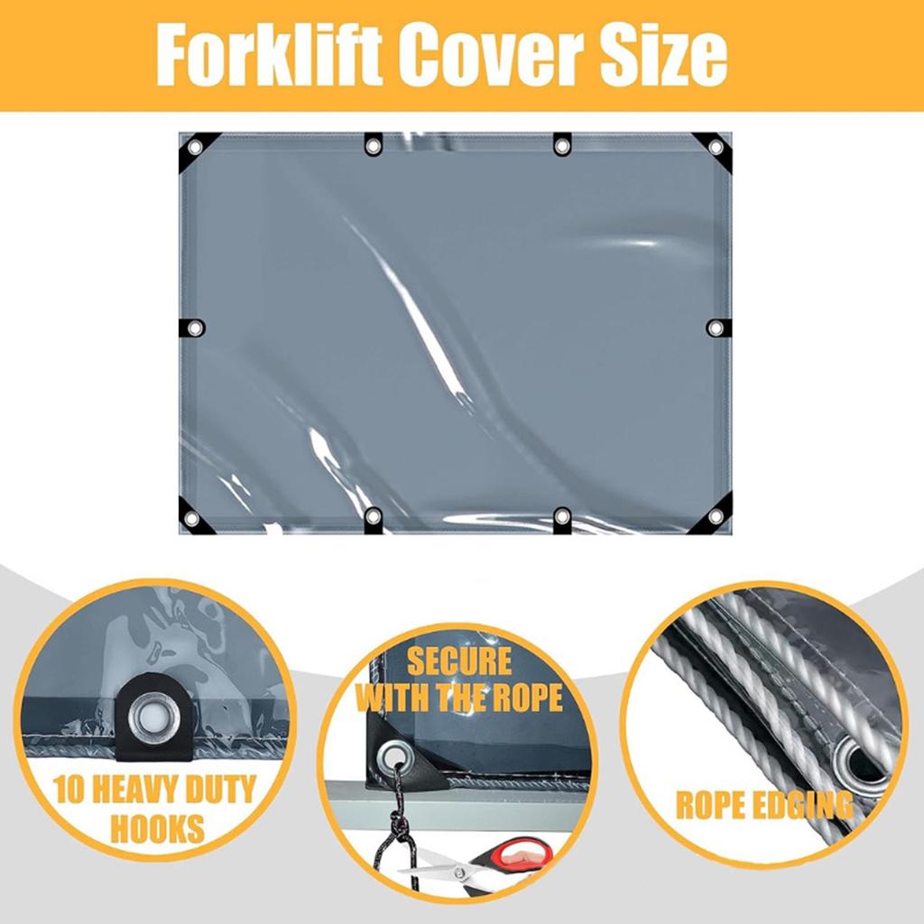 Forklift Cover Rain Canopy Easy to Install PVC Heavy Duty Colored Transparent Rainproof
