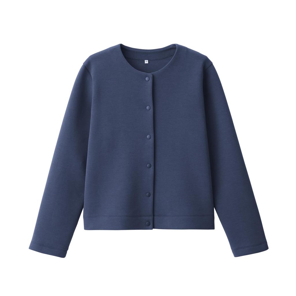 MUJI Double Knit Sweat Size BB2R1A4A Women's Cardigan, Navy, XS,