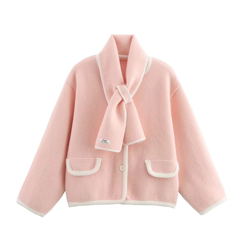 Kaslead New Arrival Women's Clothing Fashion Style Stylish Simple and Versatile Contrast Color Scarf Knitting Outwear